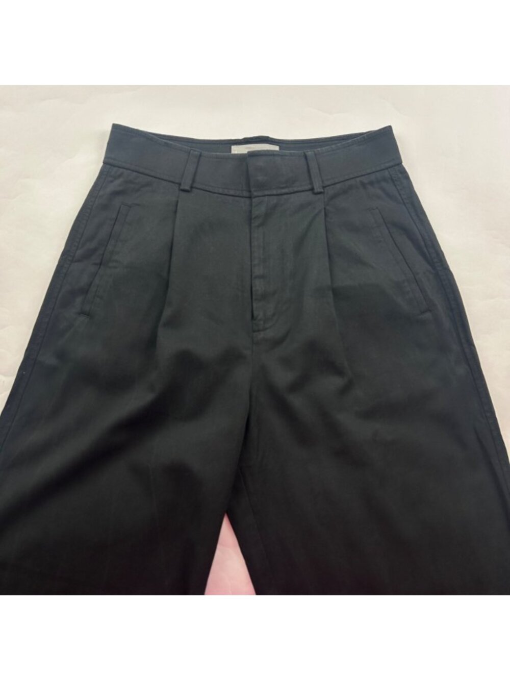 SHORT Everlane Black Tencel Blend Canvas Wide Leg Pleated Trouser 4S - Picture 2 of 7
